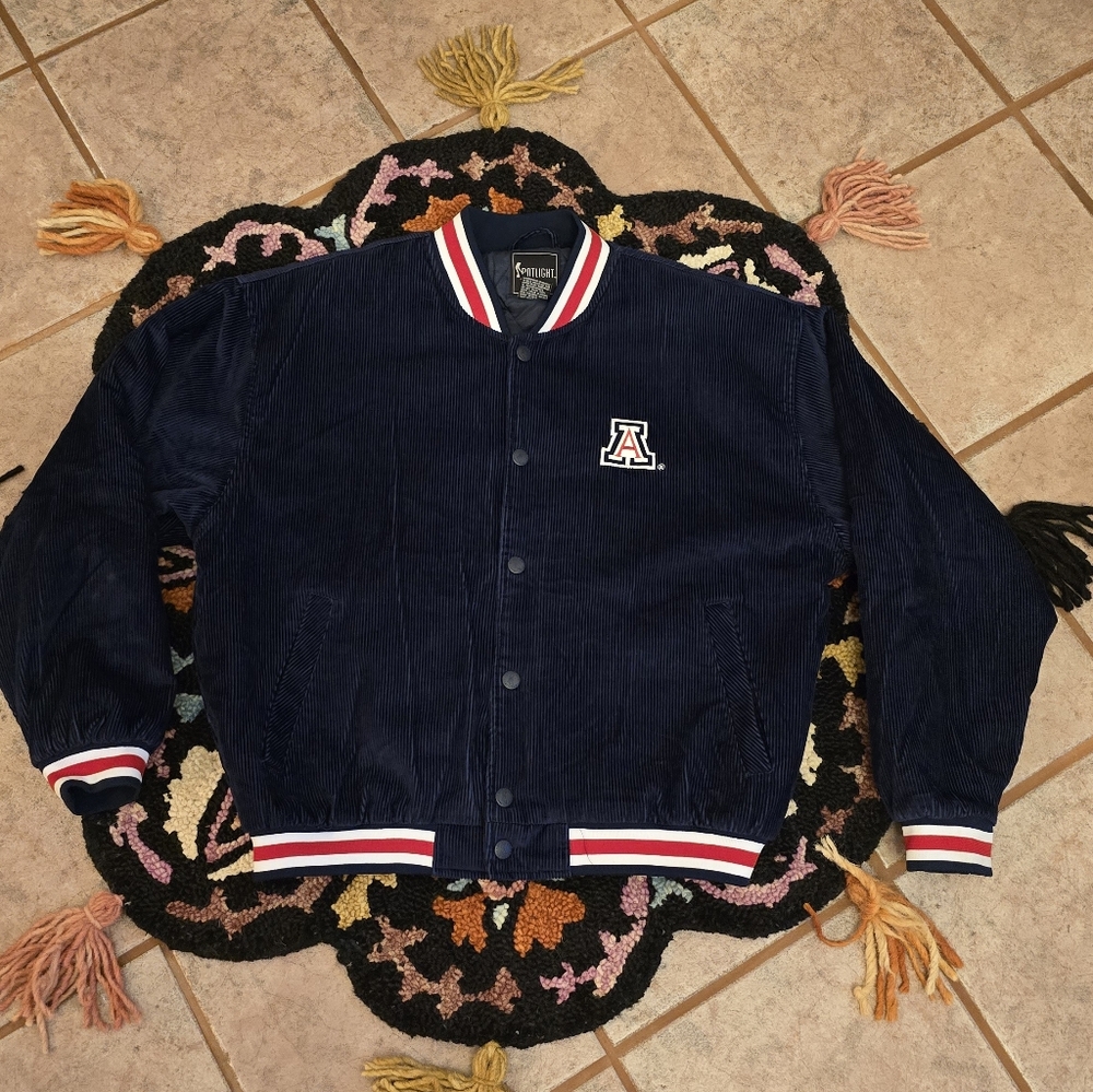 🔥🔥Arizona Wildcats corduroy Varsity Jacket with Red and White Accents🔥🔥